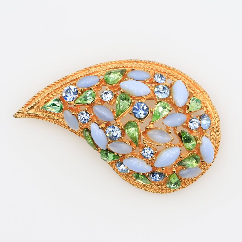Vintage Arthur Pepper ART UV Glow Paisley Brooch and Clip-On Earrings Set 1960s - Picture 3 of 9